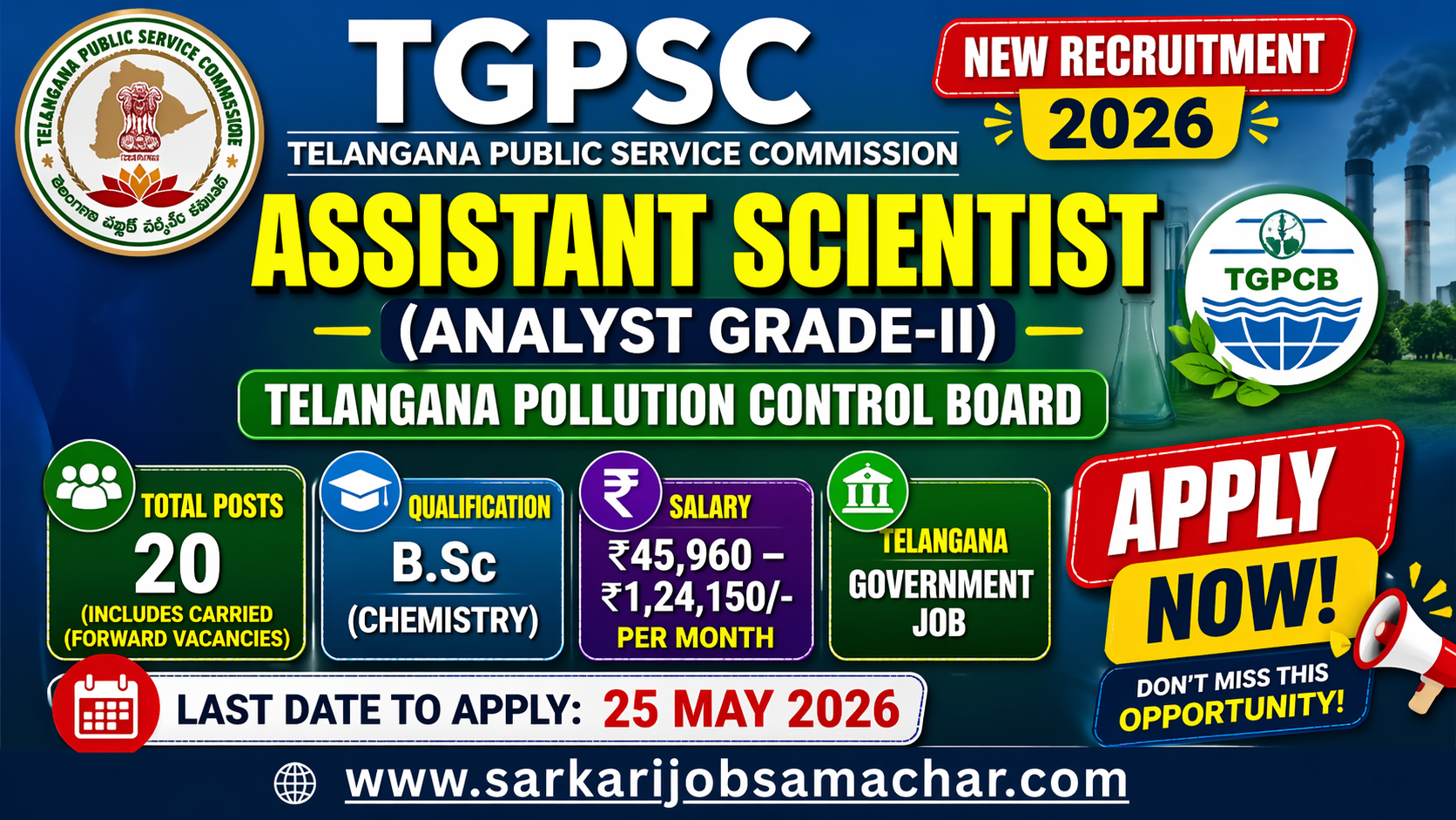 TGPSC Assistant Scientist Recruitment 2026 - Apply Online for 20 Posts